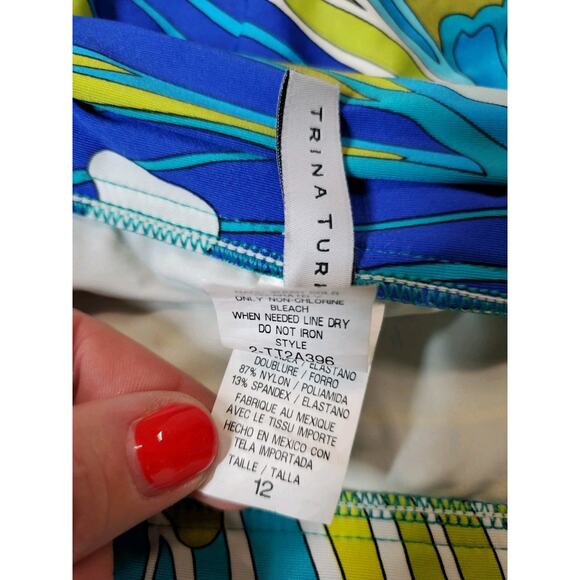 Trina Turk Bikini Swim Suit Womens 12 Bali Waves Resort Wear Colorful Gold - Picture 8 of 11